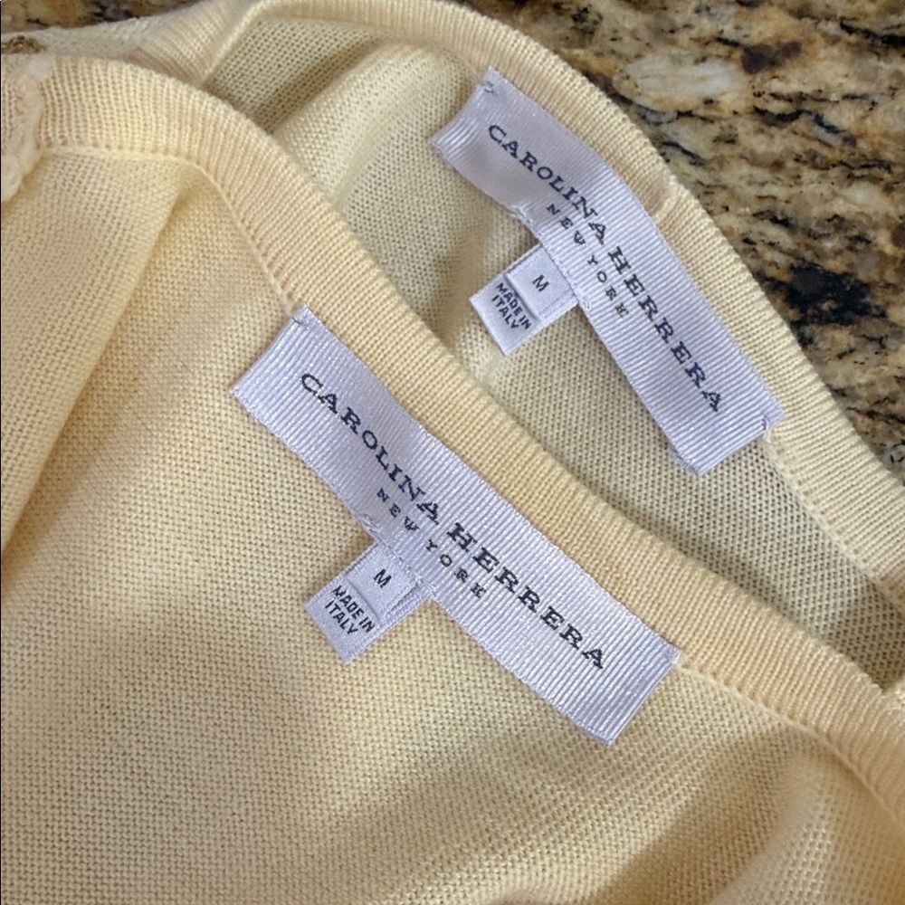 Carolina Herrera 2-Piece Virgin Wool Cardigan Tank Set Gold Embroidered M - Picture 6 of 12